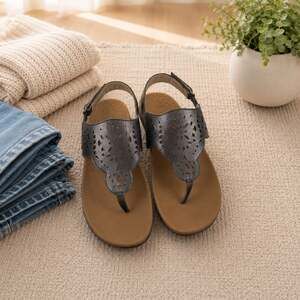 Rockport Metallic Laser Cut Comfort Thong Sandals Slingback Size 9